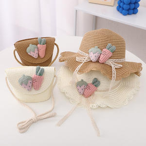 قبعات قش للأطفال عالية الجودة بالجملة مع حقيبة مطابقة، قبعات صيفية رخيصة للفتيات، قبعات قش للأطفال مريحة - Product Image 2