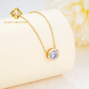 Collier pendentif plaqué or <span class=keywords><strong>en</strong></span> argent sterling 925 avec zircon cubique 5A à prix réduit Bijoux quotidiens pour femmes - Product Image 1
