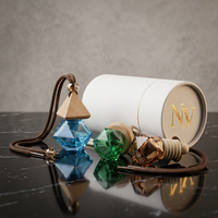 Flacon de parfum pour voiture en verre polygonal coloré, 5 ml, 8 ml, vide, avec bouchon en bois, désodorisant, directement de l'usine