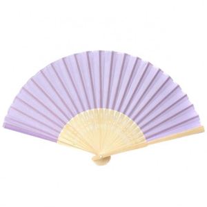 Abanicos Plegables de Bambú de Color Morado Claro de 21 cm de Largo para Bodas, Abanico Personalizado con Logotipo - Product Image 4