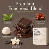 Chocolat noir aux champignons pour le bien-être OEM Premium, boîte de chocolat noir pour apaiser l'anxiété et maintenir un esprit équilibré