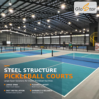 Bâtiment en acier préfabriqué GloStar pour terrains de pickleball intérieurs, salle de badminton, centre sportif à grande portée et structure de club