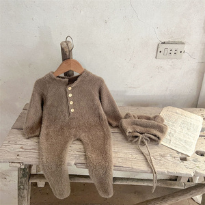 <span class=keywords><strong>Pelele</strong></span> de punto de bebé de color sólido de <span class=keywords><strong>lana</strong></span> de visón Ins con sombrero <span class=keywords><strong>Pelele</strong></span> de bebé recién <span class=keywords><strong>nacido</strong></span> con pies de invierno - Product Image 2