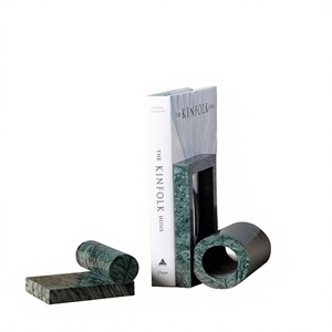 Sujetalibros Geométricos de Mármol Natural, Juego de Soportes Decorativos para Libros, para Estantería, Oficina, Sala de Estar, Mesa, Organizador de Decoración para el Hogar, Par - Product Image 1