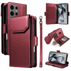 Funda de Teléfono con Ranura para Tarjetas para Mujer, Funda de TPU para <span class=keywords><strong>Samsung</strong></span> Galaxy S26 Ultra S25 <span class=keywords><strong>FE</strong></span> A16 A06 Note 9 A34, Cierre Magnético, Funda Tipo Libro de Cuero PU - Product Image 1