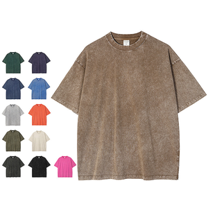 Kaos <span class=keywords><strong>Vintage</strong></span> Heavyweight Stone Washed Streetwear Musim Panas dengan Sablon Grafis Logo Kustom OEM ODM - Product Image 4
