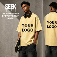 T-shirt pour homme 400 GSM super lourd à col ajusté, coupe oversize, logo personnalisé, épaules tombantes, coupe carrée, streetwear, faible MOQ