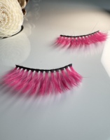 Private Label 3D Fourrure De Vison Rose 11-17mm Faux Cils Dramatiques Colorés Cheveux Synthétiques Cils Naturels Longs Cils De Couleur