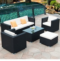 Ensemble trois pièces de canapé et chaise d'extérieur en rotin tressé, style minimaliste moderne, pour balcon et jardin