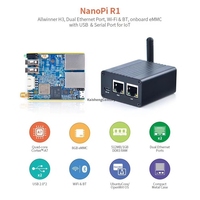 NanoPi R1 fourni par l'usine, routeur IoT à double port réseau, 1 Go de RAM + 8 Go de EMMC, BT WiFi, carte de développement open source avec boîtier
