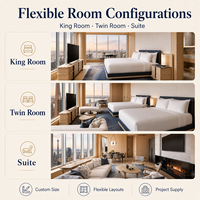 Ensemble de meubles de chambre d'hôtel 5 étoiles sur mesure, style moderne et luxueux, en bois massif, solution FF&E écologique pour appartement, garantie 10 ans