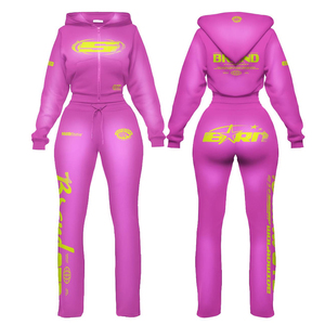 Custom Women Full <b>Zip</b> Hoodie and Jogger Pants Set Casual Sportswear Two Piece Outfit OEM Manufacturer Women <b>Hooded</b> Tracksuit - Product Image 3