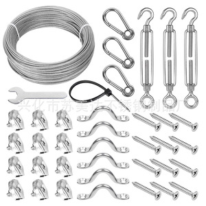 Stainless Steel <b>Wire</b> Rope Cable Fence Kit With Turnbuckle And Clamp For <b>Wall</b> Mount Adjustable Garden Use - Product Image 2
