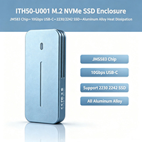 Boîtier SSD M.2 NVMe avec puce JMS583, 10 Gbps, USB C, boîtier externe pour disque SSD, prend en charge les SSD 2230 2242, entièrement en alliage d'aluminium