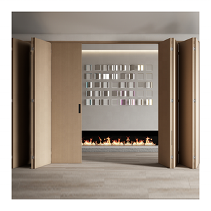 Khung mỏng trong nhà phòng khách phân vùng gỗ trượt gấp cửa kính hệ thống rèm - Product Image 3