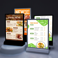 Support de menu LED de table rechargeable en acrylique pour restaurant, présentoir de table personnalisé A4