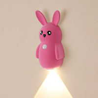 Lampe murale sans fil à détecteur de mouvement en forme de lapin de dessin animé, magnétique, rechargeable par USB, lampe de chevet LED pour enfants
