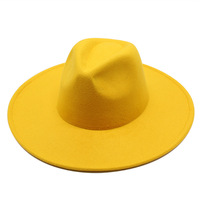 Chapeau Panama en feutre à large bord de 9,5 cm pour femmes et hommes, avec logo personnalisé, chapeau Fedora en feutre à large bord
