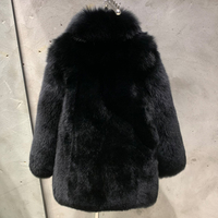 Manteau en fourrure de haute qualité, véritable fourrure de renard, manches longues, manteau de luxe en fourrure de renard naturelle noire