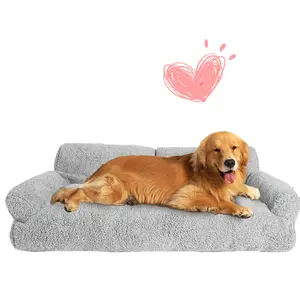 Calmante Pet Sofá Fluffy Plush removível e lavável quente Dog Bed para sono confortável Anti-Slip Bottom Design Cat Sofá