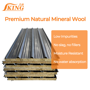 Panel de <span class=keywords><strong>Techo</strong></span> Sándwich de Lana Mineral ISOKING, Estructura de Acero, Resistente al Fuego, <span class=keywords><strong>Aislamiento</strong></span> Térmico para Almacenes, Exteriores y Paredes - Product Image 3