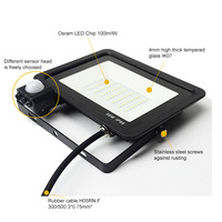 Détecteur de mouvement pour porte de garage, éclairage extérieur de sécurité, projecteur LED 50W pour jardin