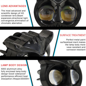 LELANPU Lampe Moto Accessoires Phares Moto Projecteur LED Moto <span class=keywords><strong>en</strong></span> Forme de Hibou <span class=keywords><strong>2</strong></span>,6 Pouces <span class=keywords><strong>2</strong></span> Lentilles Projecteur de Travail - Product Image 6