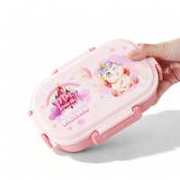 Boîte à lunch portable scellée à double compartiment en acier inoxydable 304, compatible micro-ondes, motif dessin animé, pour employés de bureau et étudiants