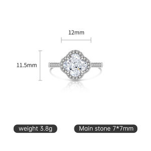 ジュエリーメーカー 無鉛 ニッケルフリー 銅 ピンク アイスカット キュービックジルコニア プロミス ウェディング 四つ葉のクローバー アジャスタブルリング - Product Image 3