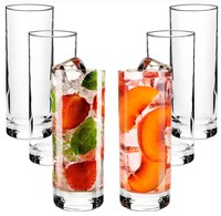 AIHPO9 Lot de 6 verres hauts Highball 11 oz en cristal sans plomb, pour cocktails, eau, Mojito et autres boissons
