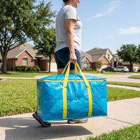 Sacs de rangement extra-larges et résistants, lot de 4, sacs de déménagement avec fermetures éclair renforcées, résistants à l'eau, pliables, sacs de déménagement