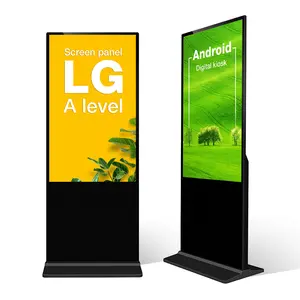 Digit 43 inci berdiri di lantai layar sentuh vertikal HD LCD led digital papan reklame kios 4k dalam ruangan pemutar iklan tampilan