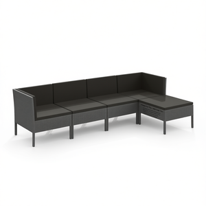 Ensemble de salon de jardin gris anthracite 4 places en rotin, mobilier d'extérieur au design contemporain - Product Image 1