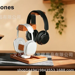 Solid Wood Headphone <b>Stand</b> With Game <b>Controller</b> Holder 10.2 Inch Desktop Organizer For Office And Gaming - Product Image 3