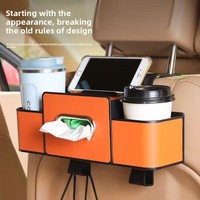 Boîte de rangement de luxe pour voiture, porte-mouchoirs, organisateur multifonctionnel pour dossier de siège, sac de rangement, porte-gobelet, crochet en cuir artificiel