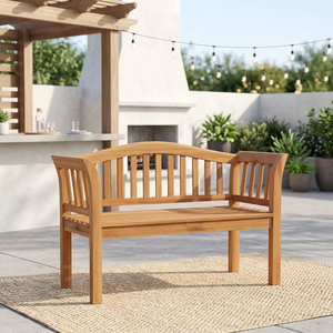 Banc de patio moderne en teck massif 2 places avec assise à lattes, couleur et taille personnalisables pour une utilisation en extérieur dans le jardin - Product Image 5