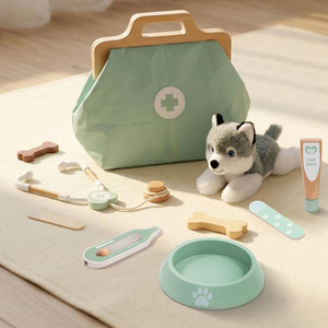 Jeu de rôle pour enfants, <span class=keywords><strong>jouet</strong></span> en bois, simulation de vétérinaire, ensemble d'outils médicaux pour animaux en bois, <span class=keywords><strong>jouet</strong></span> éducatif en bois pour enfants - Product Image 2