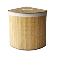 Panier à linge pliable en bambou Factory Corner, en forme d'éventail, avec couvercle et doublure amovible pour salle de bain et rangement domestique