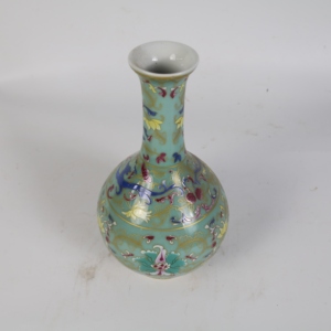 Vaso da Tavola in Porcellana Tradizionale con Motivo Floreale Smaltato su Sfondo <span class=keywords><strong>Turchese</strong></span> e Bordo Dorato per Matrimoni - Product Image 3
