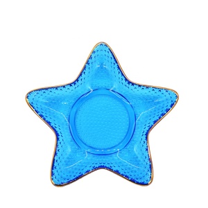 Série océan plat en <span class=keywords><strong>verre</strong></span> fait à la main assiettes en <span class=keywords><strong>verre</strong></span> de couleur bleue plat en <span class=keywords><strong>verre</strong></span> décoratif pour la fête - Product Image 2