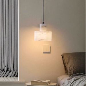 Luminaire suspendu ovale en albâtre de style moderne nordique pour hôtel, chambre à coucher, salle à manger, villa, restaurant - Product Image 5