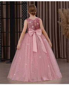 Robe de bal en tulle à paillettes pour filles, nouvelle conception personnalisée MS, avec ceinture en satin, pour concours de beauté, mariages et événements formels - Product Image 2