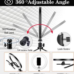 Dernier modèle : Anneau lumineux LED RGB de 26 cm (10 pouces) pour selfie, avec trépied et support - Product Image 4