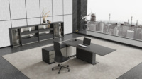 Bureau de direction en bois, grand bureau d'ordinateur pour PDG avec boîte à câbles multifonction et absorption acoustique