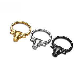 Nouveau à la mode G23 titane Sculpture tête <span class=keywords><strong>de</strong></span> taureau ZC <span class=keywords><strong>nez</strong></span> Septal anneau Punk hommes et femmes perforé bijoux <span class=keywords><strong>nez</strong></span> anneau boucles d'oreilles - Product Image 2