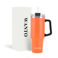 Wanto gobelet à bière personnalisé 40oz aventure en acier inoxydable métal double paroi isolé avec poignée et paille