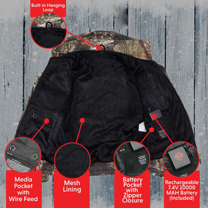 Heat Hoodie Hommes HeatedJacket Zipper Camouflé Chandails Réchauffants Camo Hoodie Pour La Chasse Randonnée - Product Image 4