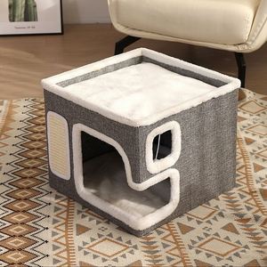 Cama Grande para Mascotas con Rascador, Cubo de Juego para Gatos de Interior, Soporta hasta 30 Libras - Product Image 2