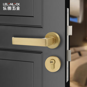 Sécurité à domicile brossé doré solide poignée levier serrure sécurité clé entrée magnétique silencieux mortaise serrure de porte - Product Image 1