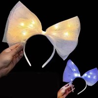Bandeau de Noël à prix d'usine avec lumières LED colorées Décorations de fête pour femmes et filles Accessoires pour cheveux à grand arc